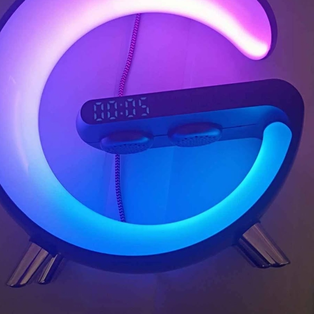 LED Wall Clock with Bluetooth Speaker - Purple and Blue